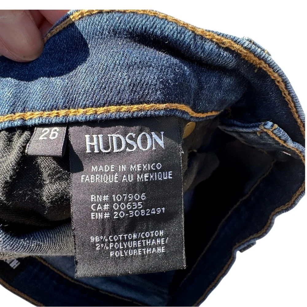 🩳 Hudson Amelia Rolled Cuffed Knee Mid-Rise Indigo Denim Bermuda Shorts Sz 26 - Picture 14 of 15